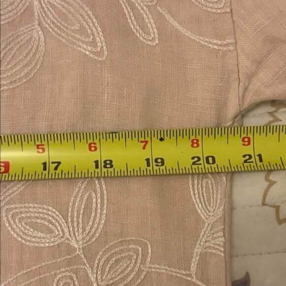 Elegant Floral Soft Pink Blouse 100% Linen #94 - Picture 7 of 8